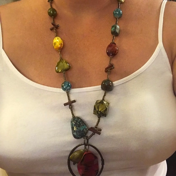 Chico’s long red/blue/green beaded necklace - Picture 5 of 5